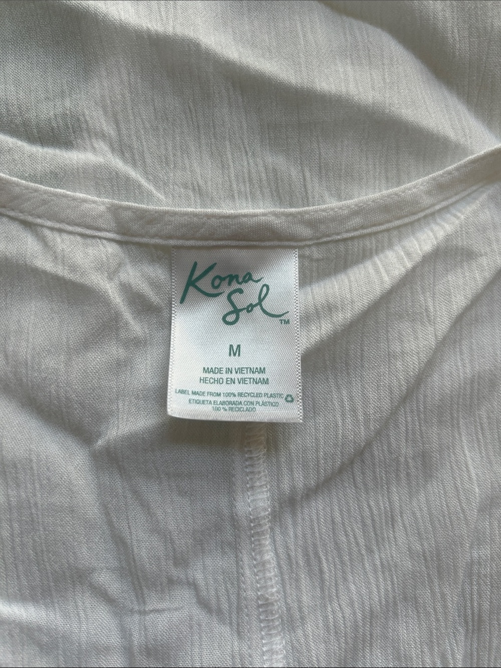 Kona Sol White V-Neck Maxi Coverup Swim Dress with Drawstring Waist Medium - Picture 5 of 5